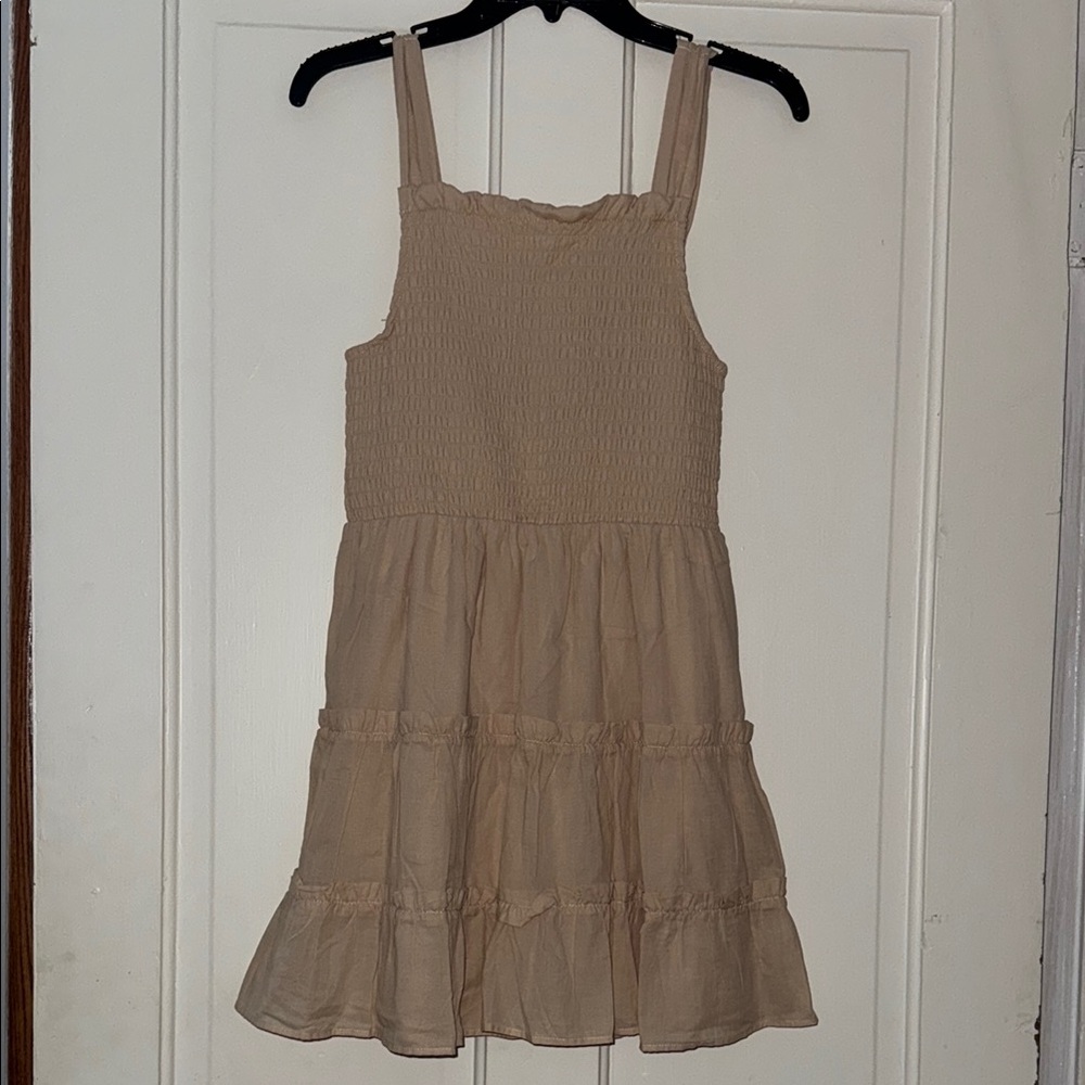 Wild Fable Tan Women’s Smocked Dress, Short Length, Size Small